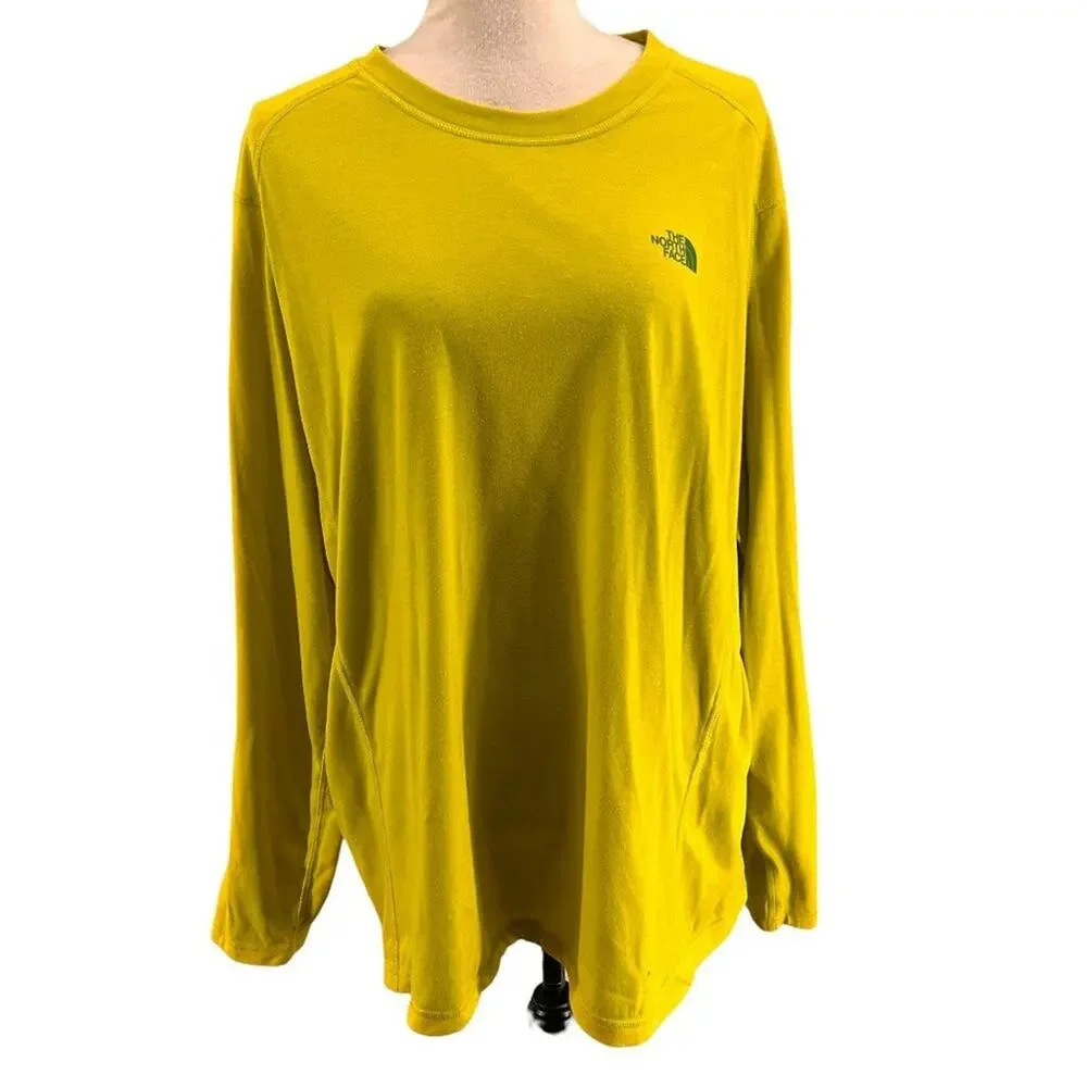 The North Face Long Sleeve FlashDry Crew Olive Yellow Men's XXLarge